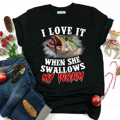 Fishing Man When She Swallows My Worm QUAZ1511017Z Dark Classic T Shirt