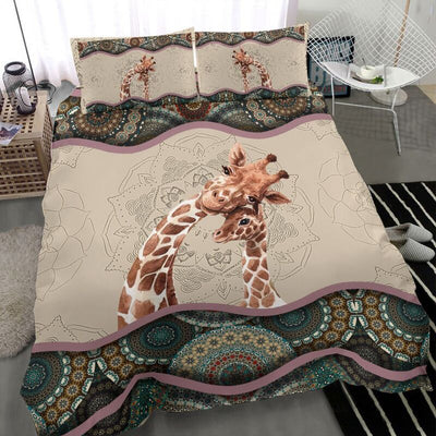 Giraffe Family Together Happiness Mandala - Bedding Cover - Owls Matrix LTD
