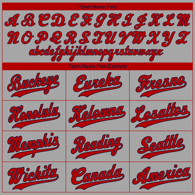 Custom Gray Red-Navy Authentic Baseball Jersey - Owls Matrix LTD