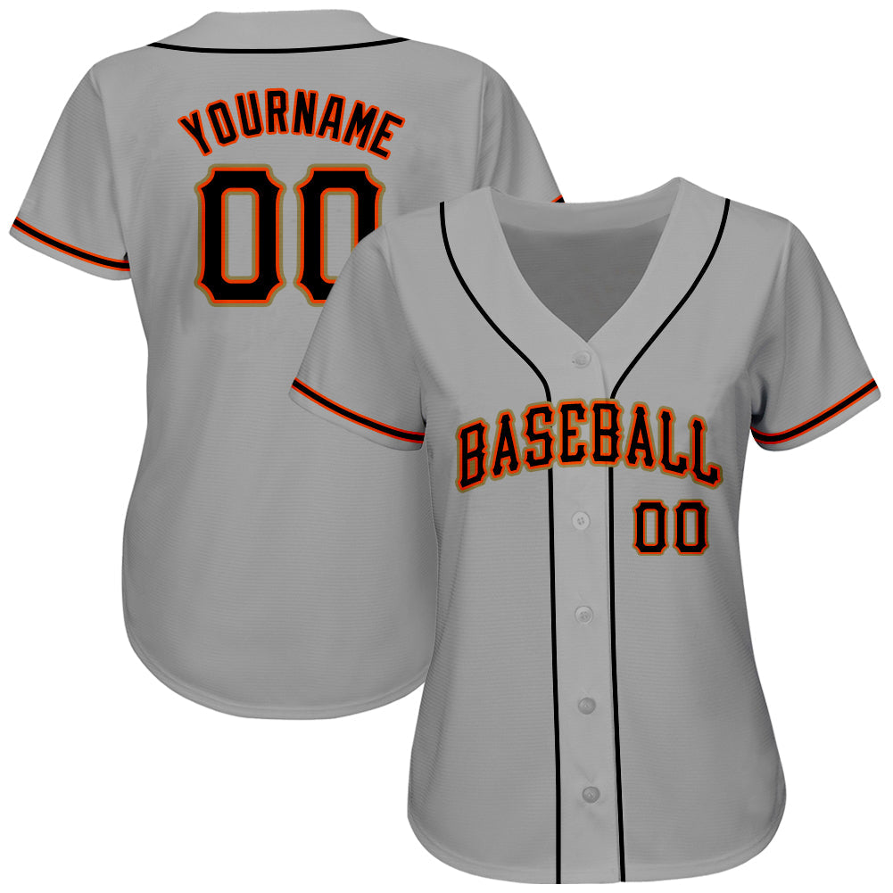 Custom Gray Black-Orange Authentic Baseball Jersey - Owls Matrix LTD