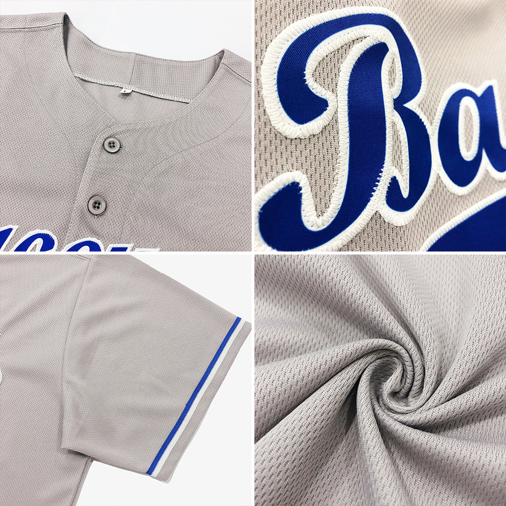 Custom Gray Navy-White Authentic Baseball Jersey - Owls Matrix LTD