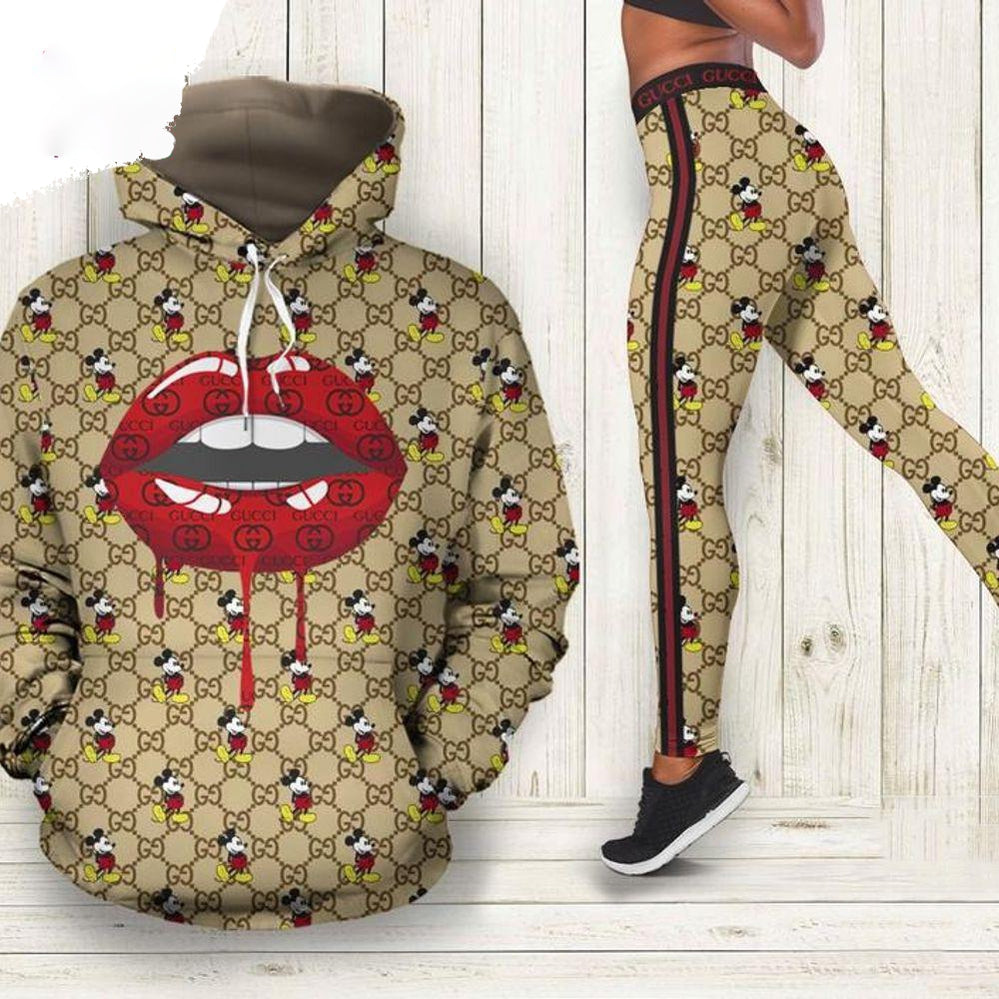 [HOT] Gucci Mickey Mouse 3D Hoodie Leggings Set