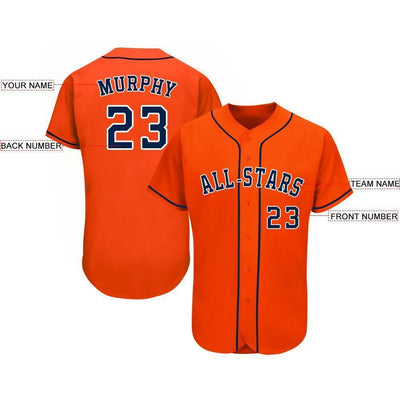 Custom Orange Navy-White Baseball Jersey - Owls Matrix LTD