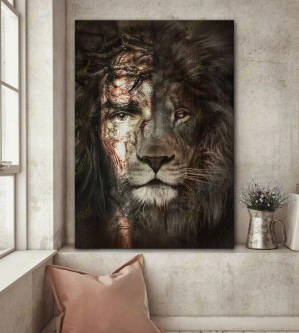 Jesus Lion Faith Over Fear - Vertical Poster - Owls Matrix LTD