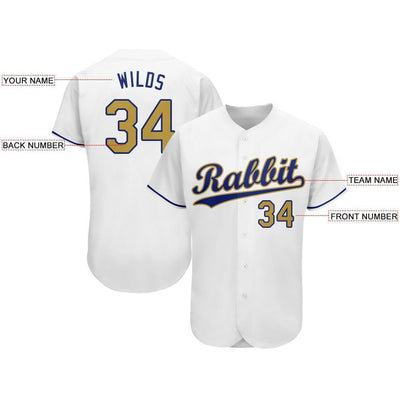 Custom White Old Gold-Royal Baseball Jersey - Owls Matrix LTD