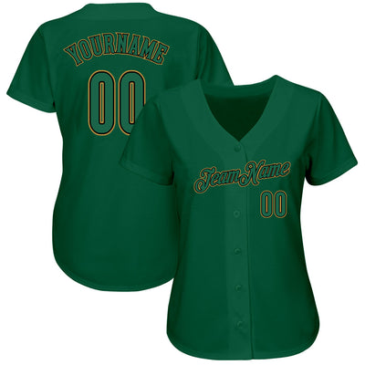 Custom Kelly Green Kelly Green-Old Gold Authentic Baseball Jersey - Owls Matrix LTD