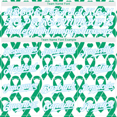 Custom Kelly Green White-Light Blue 3D Pattern Design Breast Cancer Authentic Baseball Jersey - Owls Matrix LTD