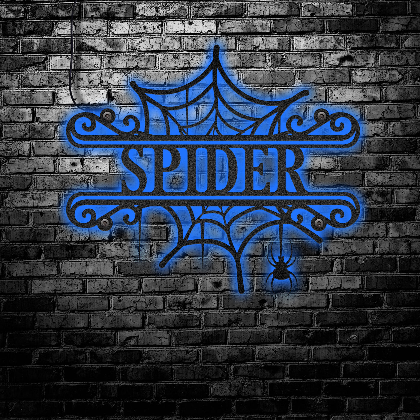 Halloween Spiderweb Welcome Day - Led Light Metal - Owls Matrix LTD