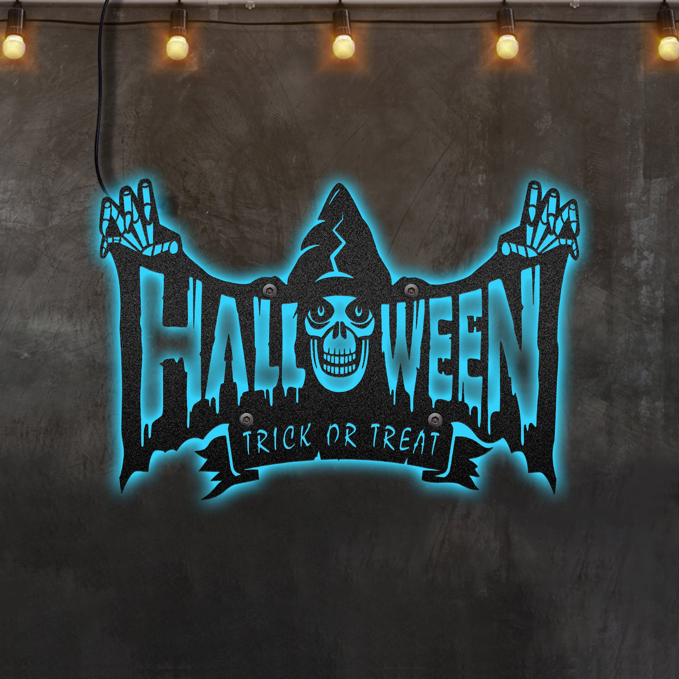 Halloween Trick Or Treat Scary Ghost Halloween Decor - Led Light Metal - Owls Matrix LTD