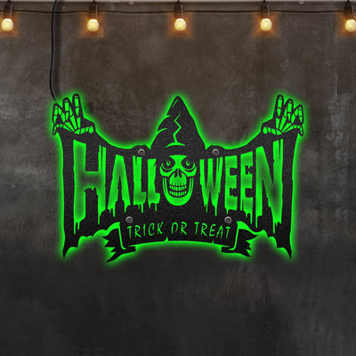 12"x12" Halloween Trick Or Treat Scary Ghost Halloween Decor - Led Light Metal - Owls Matrix LTD