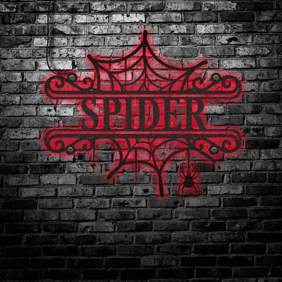 12"x12" Halloween Spiderweb Welcome Day - Led Light Metal - Owls Matrix LTD