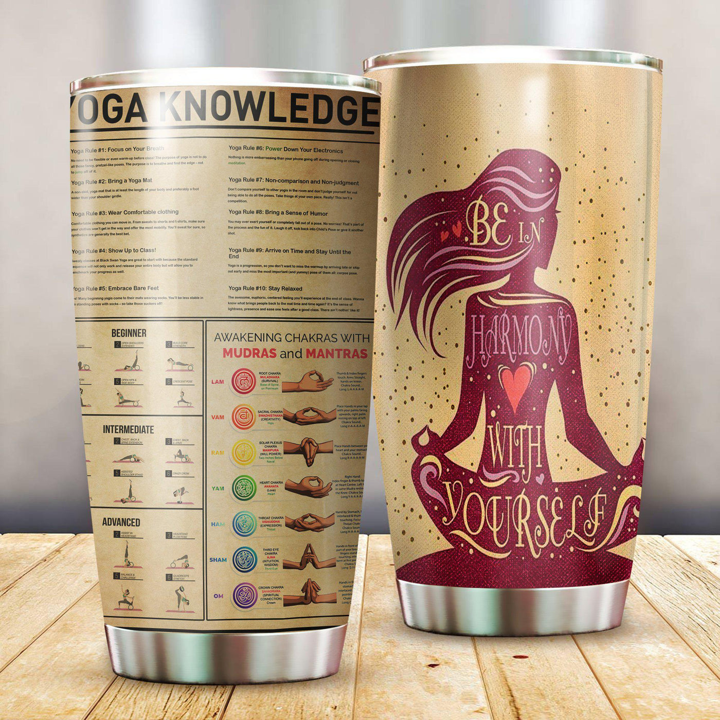 Yoga Knowledge Be In Harmony - Tumbler - Owls Matrix LTD