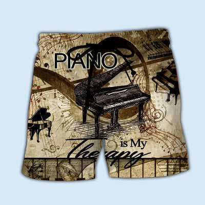 Piano Is My Therapy Music Piano Vintage - Beach Short - Owls Matrix LTD
