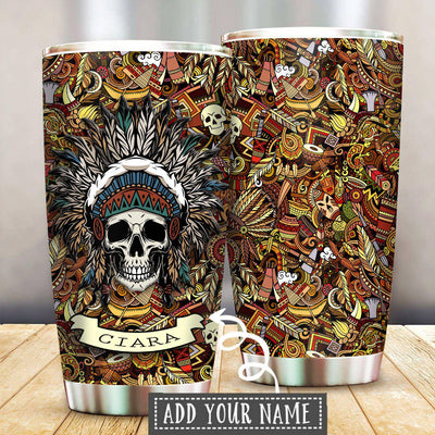 Native Skull Cool Pattern Personalized - Tumbler - Owls Matrix LTD