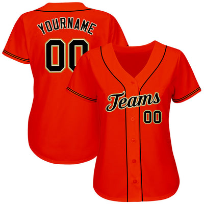Custom Orange Black-Old Gold Authentic Baseball Jersey - Owls Matrix LTD