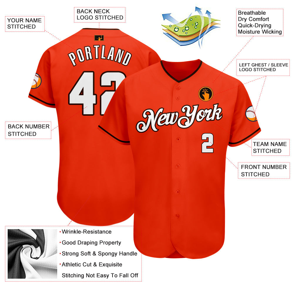 Custom Orange White-Brown Authentic Baseball Jersey - Owls Matrix LTD