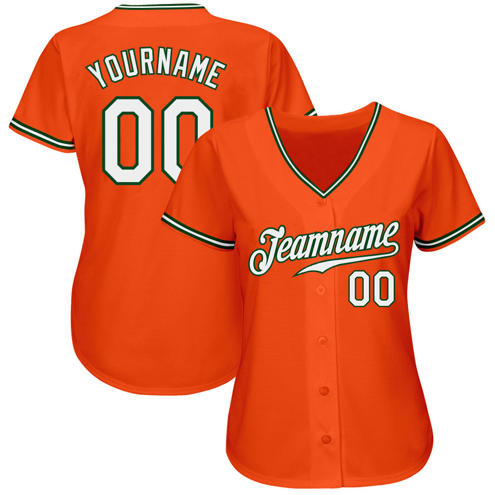 Custom Orange White-Green Authentic Baseball Jersey - Owls Matrix LTD
