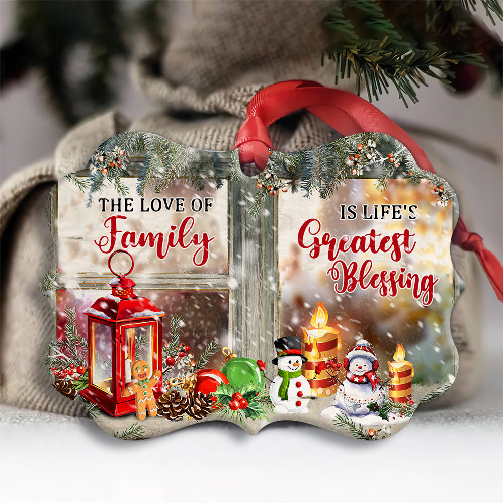 Christmas The Love Of Family Is Lifes Greatest Blessing - Horizontal Ornament - Owls Matrix LTD