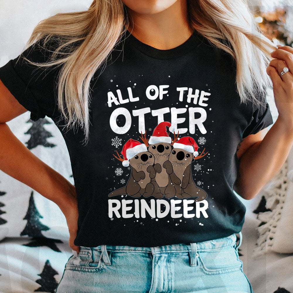 Otter Christmas Reindeer ABAZ0211033Z Dark Classic T Shirt
