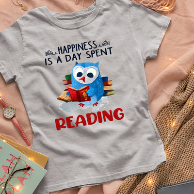 Owl Happiness Is A Day Spent Reading MDGB2004010Y Light Classic T Shirt