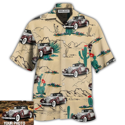 Hawaiian Shirt / Adults / S Car On The Desert With Cactus Basic Style Custom Photo - Hawaiian Shirt - Owls Matrix LTD