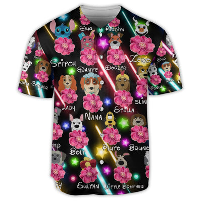 Dog Of DN Funny Dog Flower Neon Style Lovers Dog - Baseball Jersey