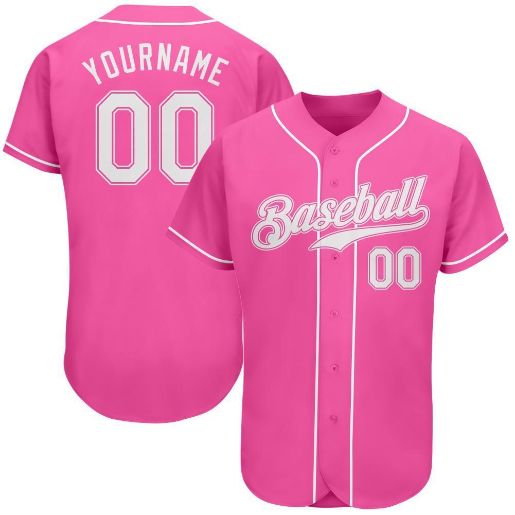 Custom Pink White Authentic Baseball Jersey - Owls Matrix LTD