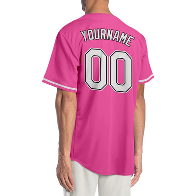 Custom Pink White-Black Authentic Baseball Jersey - Owls Matrix LTD