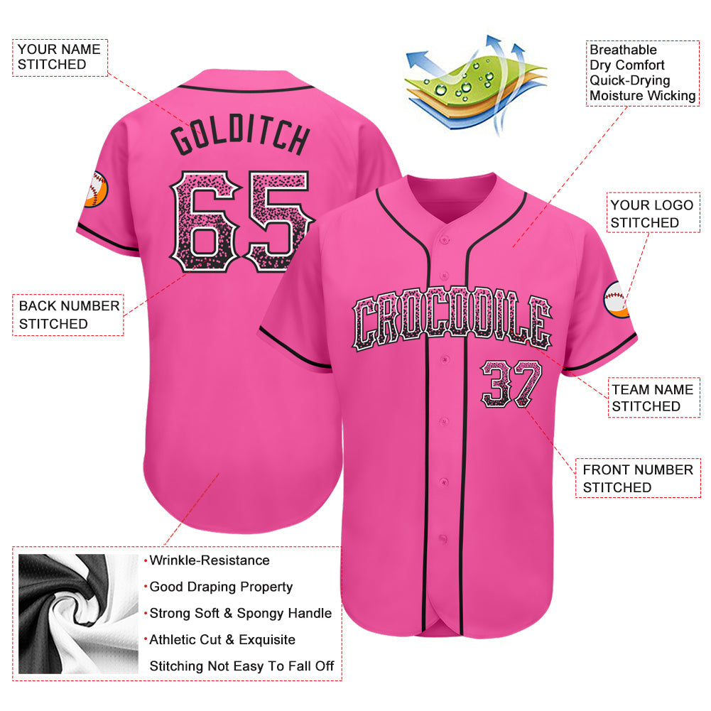 Custom Pink Black-White Authentic Drift Fashion Baseball Jersey - Owls Matrix LTD