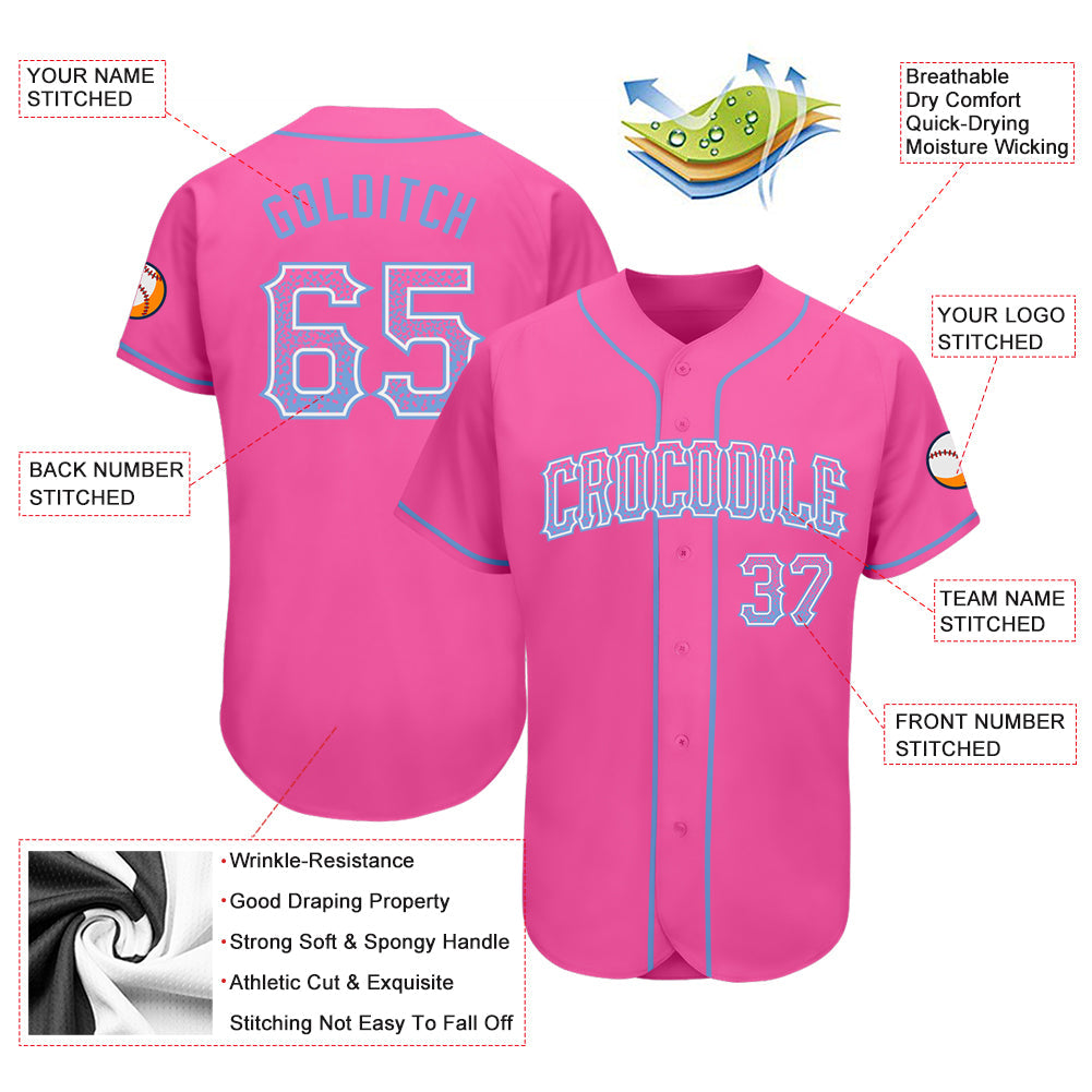 Custom Pink Light Blue-White Authentic Drift Fashion Baseball Jersey - Owls Matrix LTD