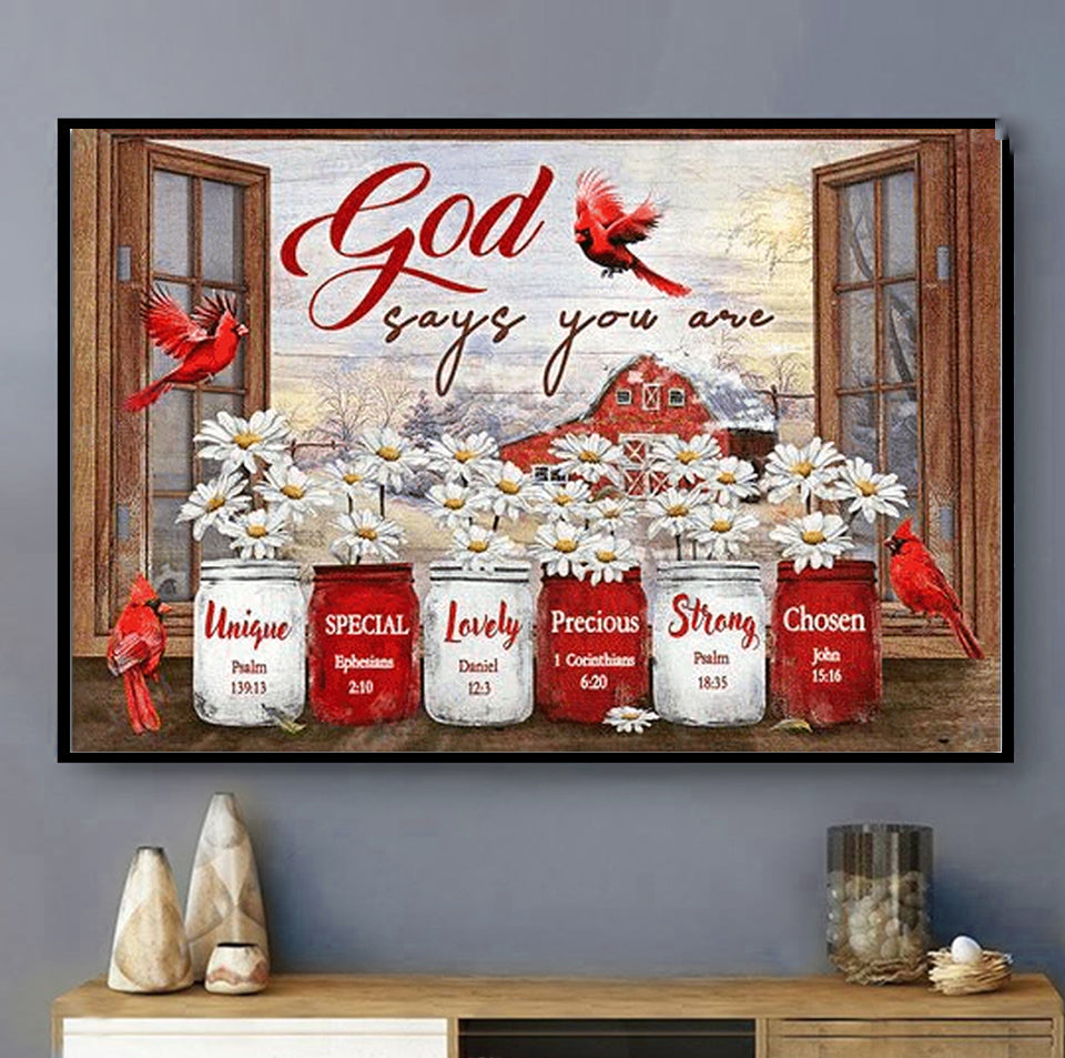 Cardinal God Says You Are - Horizontal Poster - Owls Matrix LTD