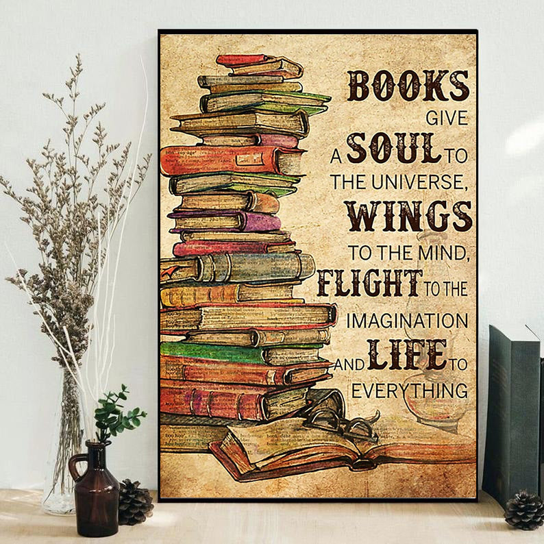 Book Give A Soul To The Universe Wings To The Mind - Vertical Poster - Owls Matrix LTD