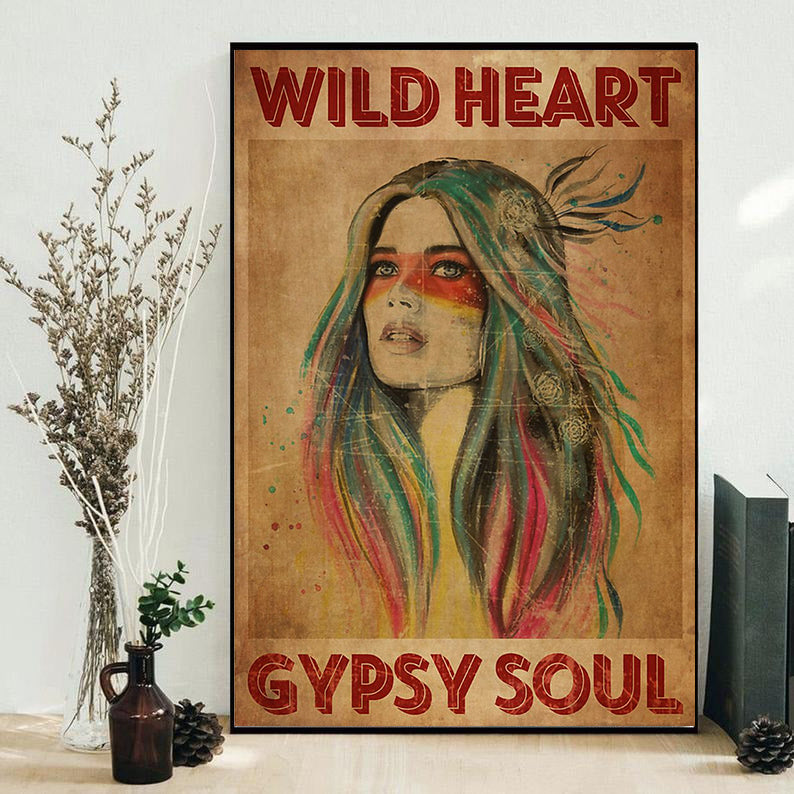 Native Girl Wild Heart Gypsy Soul - Vertical Poster - Owls Matrix LTD
