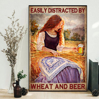 Beer Easily Distracted By Wheat And Beer - Vertical Poster - Owls Matrix LTD