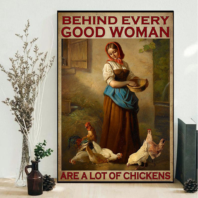 Chicken Behind Every Good Woman Are A Lot Of Chickens - Vertical Poster - Owls Matrix LTD
