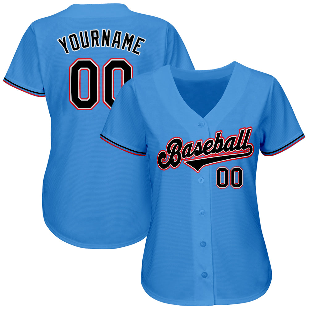 Custom Powder Blue Black-Orange Authentic Baseball Jersey - Owls Matrix LTD