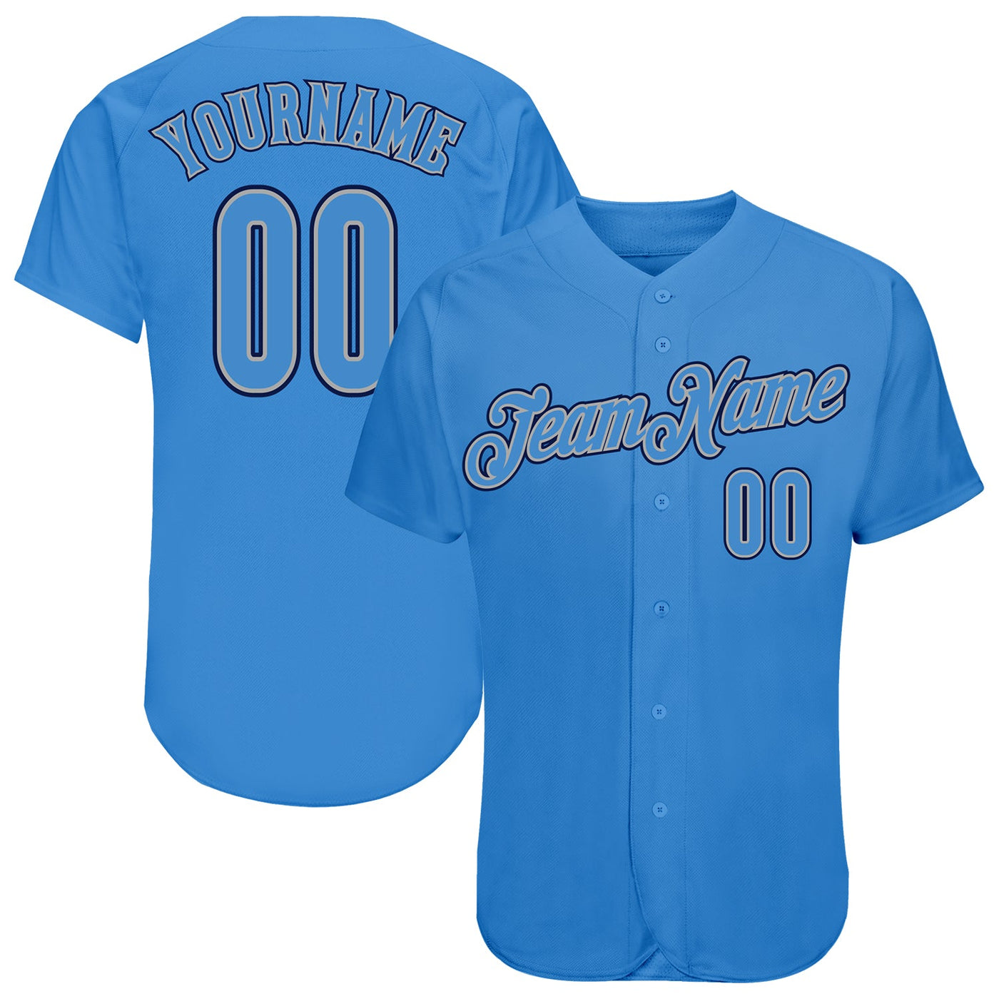 Custom Powder Blue Powder Blue-Navy Authentic Baseball Jersey - Owls Matrix LTD