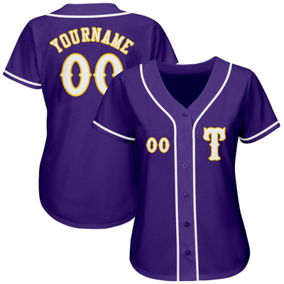 Custom Purple White-Gold Authentic Baseball Jersey - Owls Matrix LTD