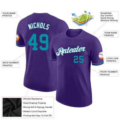 Custom Purple Teal-White Performance T-Shirt