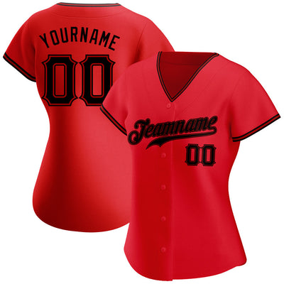 Custom Red Black Authentic Baseball Jersey - Owls Matrix LTD