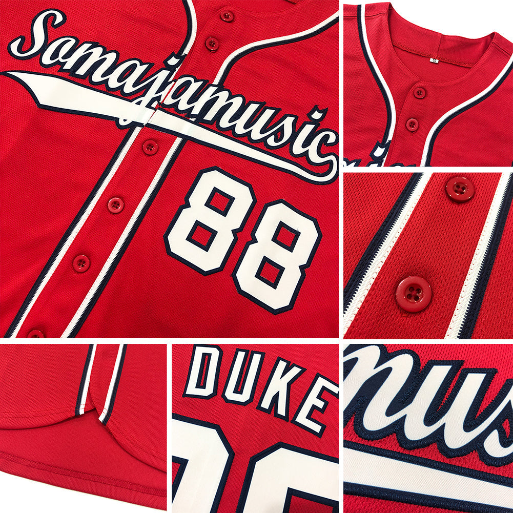 Custom Red White-Gold Authentic Baseball Jersey - Owls Matrix LTD