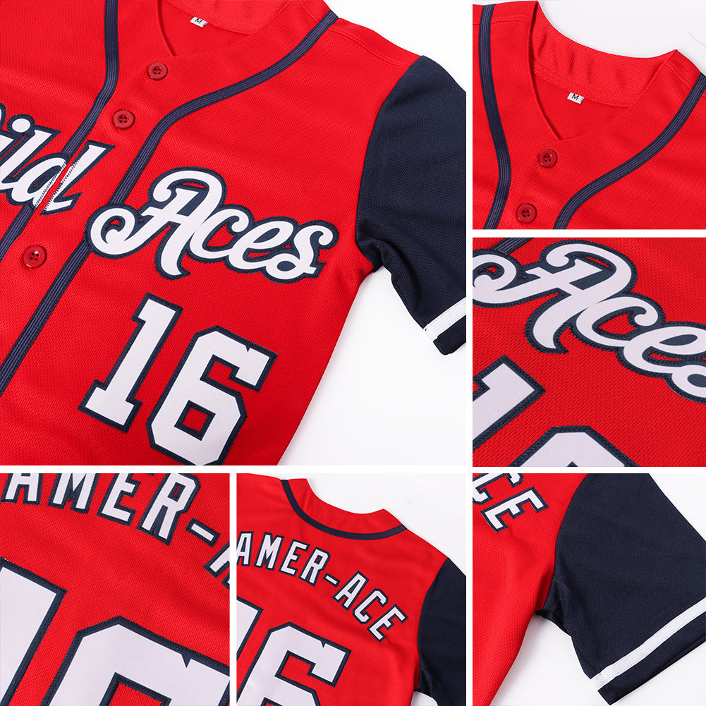 Custom Red White-Navy Authentic Two Tone Baseball Jersey - Owls Matrix LTD