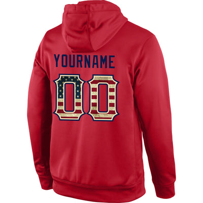 Custom Stitched Red Vintage USA Flag-Cream Sports Pullover Sweatshirt Hoodie