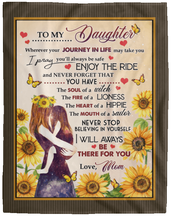 Sunflower To My Daughter Love Mom - Flannel Blanket - Owls Matrix LTD
