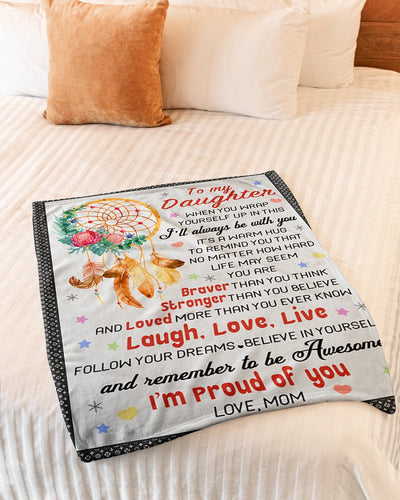 Family Love I'm Proud Of You Lovely Gift For Daughter - Flannel Blanket - Owls Matrix LTD