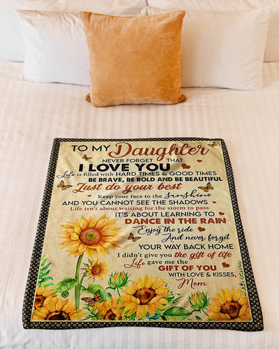 Sunflower I Love You Amazing Gift For Daughter - Flannel Blanket - Owls Matrix LTD