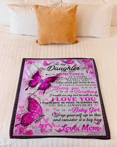 Family It's Hard To Find Words To Tell U Mom To Daughter Pink - Flannel Blanket - Owls Matrix LTD