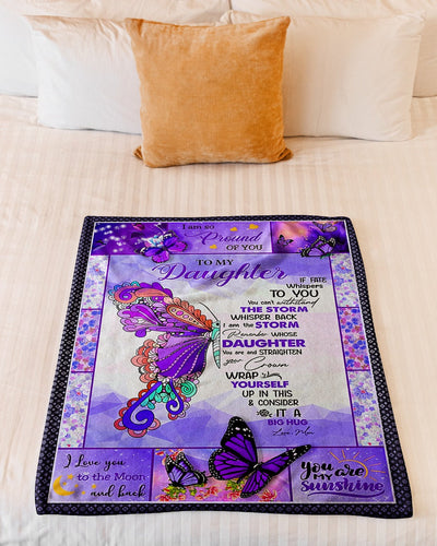 Butterfly If Fate Whispers To You Mom To Daughter - Flannel Blanket - Owls Matrix LTD