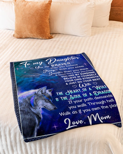 Wolf Believe In Yourself Great Gift For Daughter - Flannel Blanket - Owls Matrix LTD