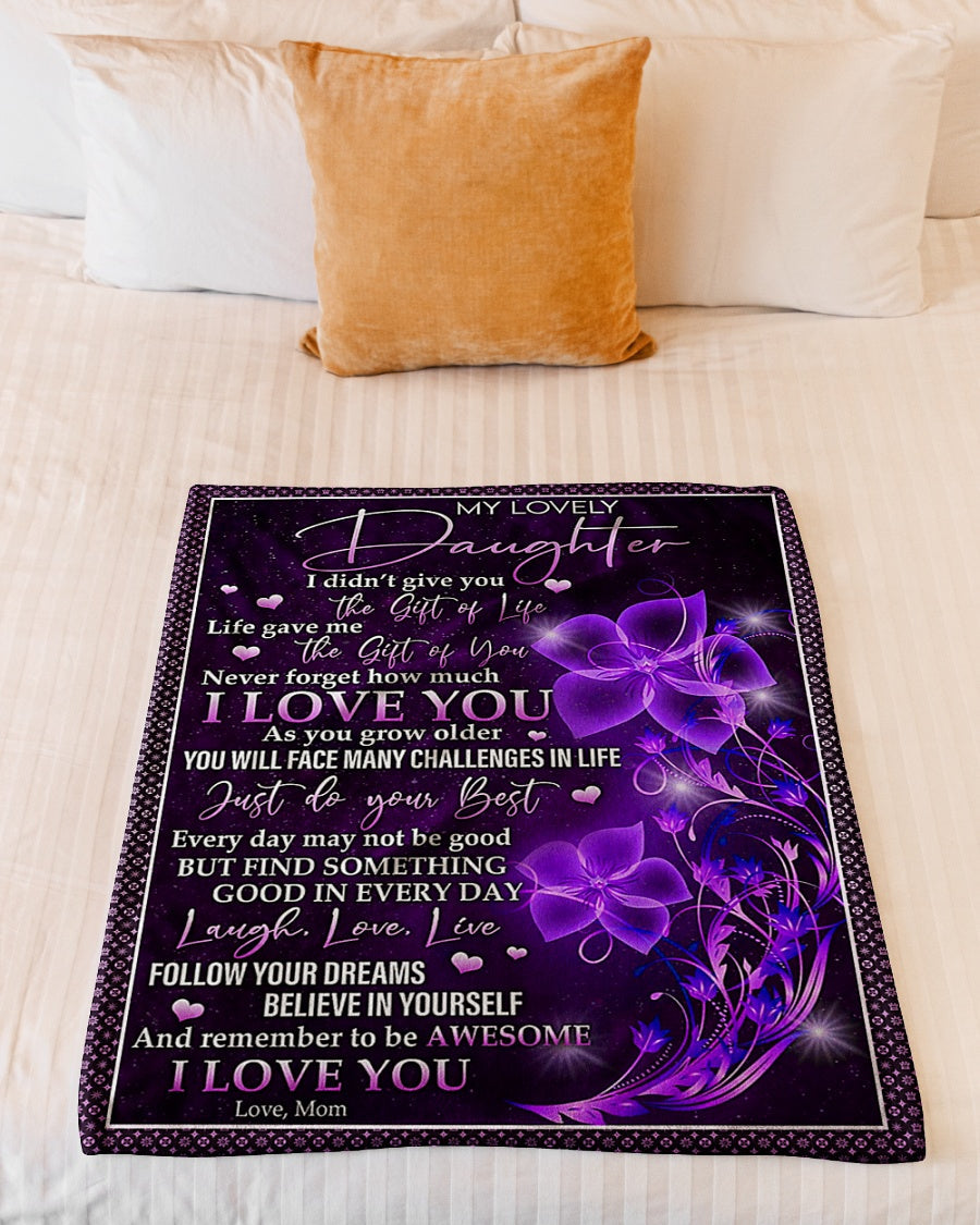 Floral I Love You Lovely Gift For Daughter - Flannel Blanket - Owls Matrix LTD